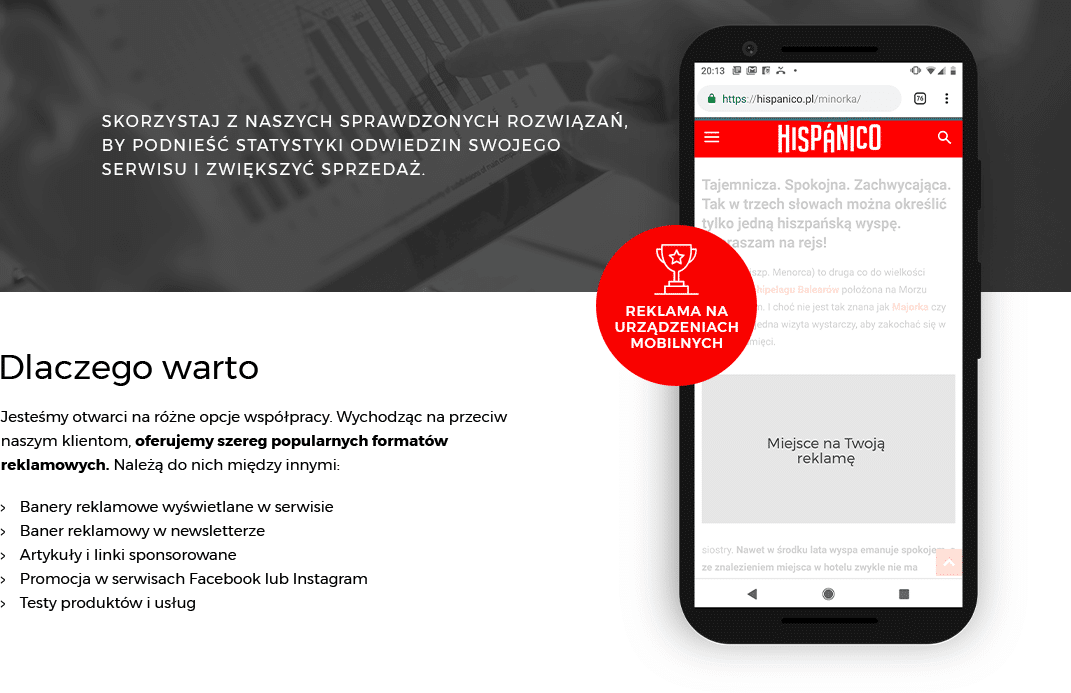 Reklama w serwisie Hispanico.pl