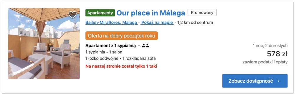 Przykładowa oferta ze znaczkiem "Oferta na dobry początek roku"