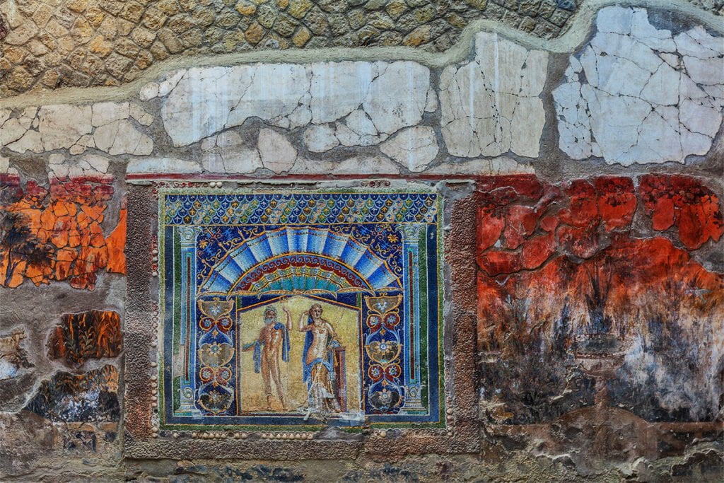 W Herkulanum można obejrzeć między innymi świetnie zachowane starożytne freski