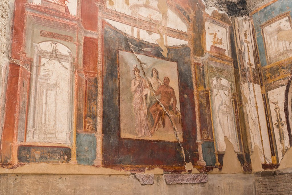 Znakomicie zachowane freski w Herkulanum