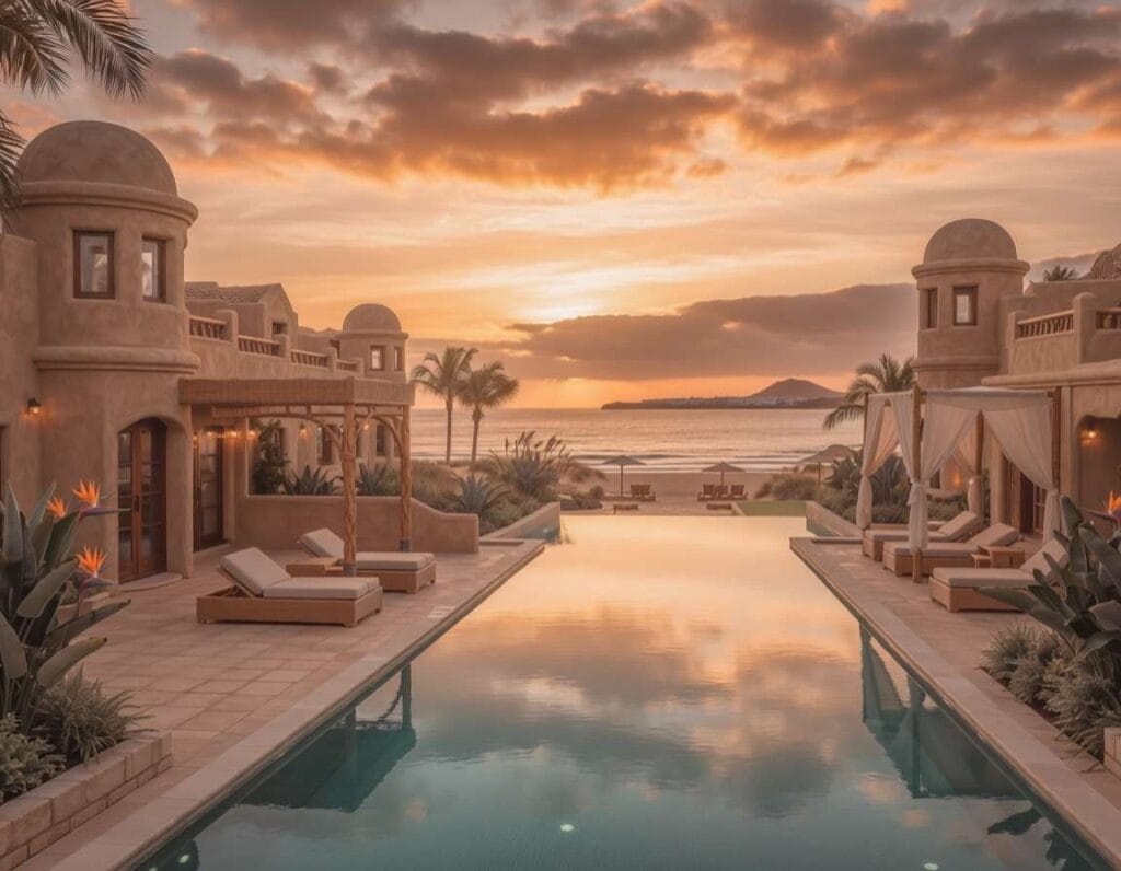 Secrets Bahía Real Resort & Spa to 5-gwiazdkowy resort przy plaży. Zdjęcie wygenerowane przez AI.
