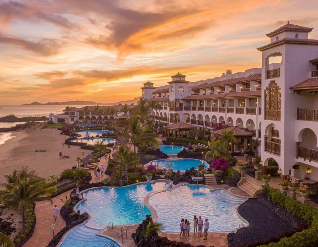 Princesa Yaiza Suite Hotel Resort oferuje luksusowy nocleg przy plaży. Zdjęcie wygenerowane przez AI.