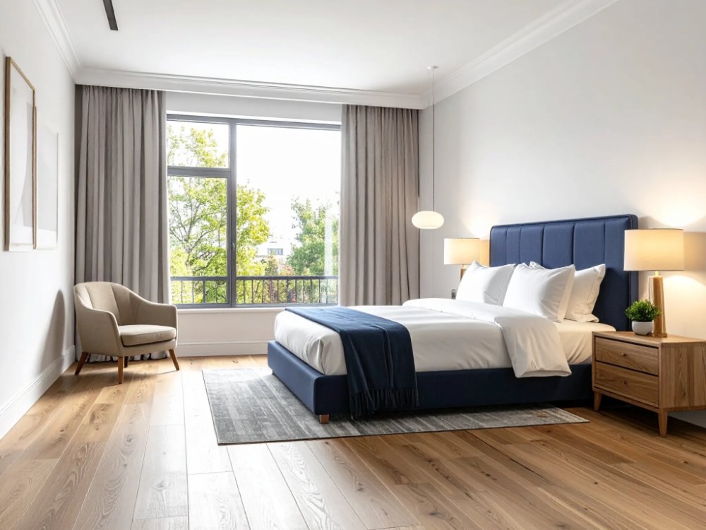 Elegancki pokój w hotelu w Bilbao. Zdjęcie wygenerowane przez AI.