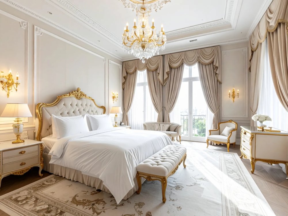 Luksusowy apartament w klasycznym hotelu w Recolecie. Zdjęcie wygenerowane przez AI.