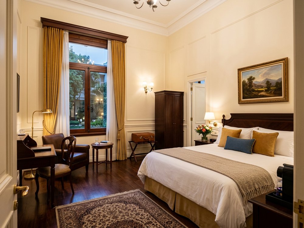 Ilustracja pokoju hotelowego - luksusowy hotel w Lastarrii. Zdjęcie wygenerowane przez AI.